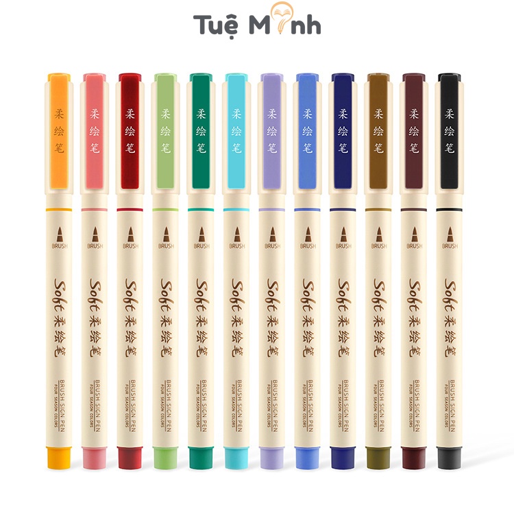 Bút lông Soft tips viết calligraphy nét thanh nét đậm ngòi brush B24