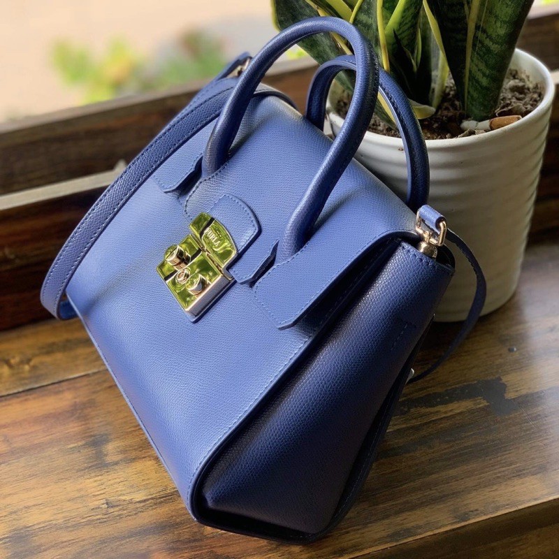 Túi Furla Satchel xanh pervinca tuyệt đẹp XẢ HÀNG