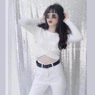 🔻Áo Croptop Xoắn Eo Tay Dài