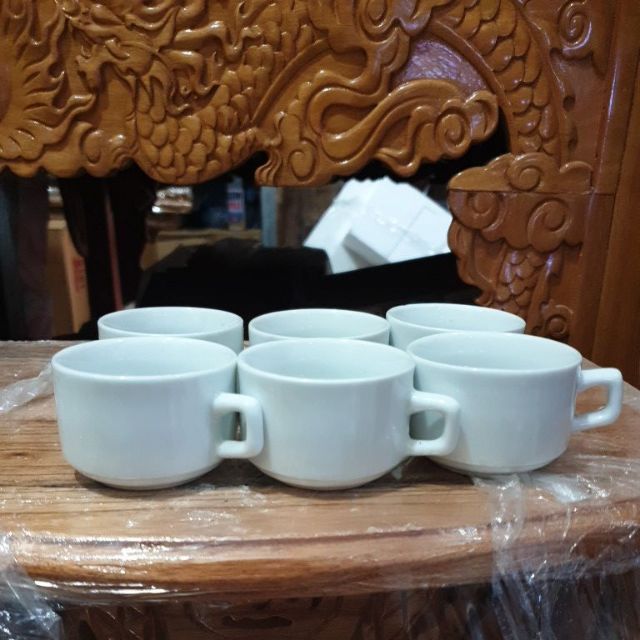 Bộ ly nước ( 6ly ) sứ trắng cao 4cm