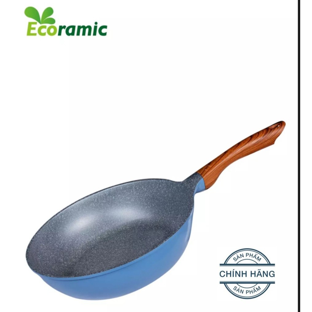 Chảo Chống Dính Lòng Sâu Vân Đá 22CM ECORAMIC Hàn Quốc Đáy Từ | Đúc Nguyên Khối | Cam Kết Chính Hãng