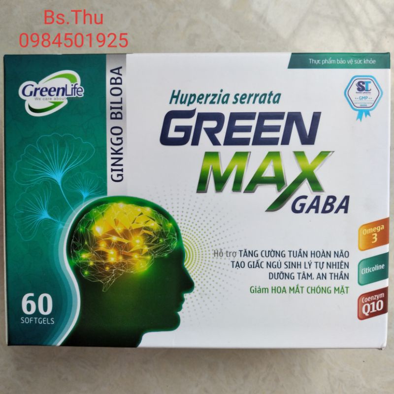 Green Max Gaba hộp 60 viên ( Ginkgo biloba bổ não)