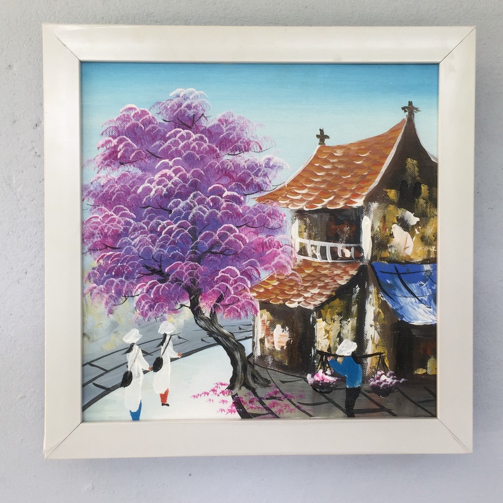 TRANH PHỐ CỔ HÀ NỘI(35x35cm đã bao gồm khung)