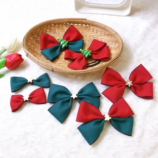 Kẹp tóc Noel, kẹp tóc Giáng sinh, kẹp tóc màu đỏ, kẹp tóc kẻ đỏ cho bé
