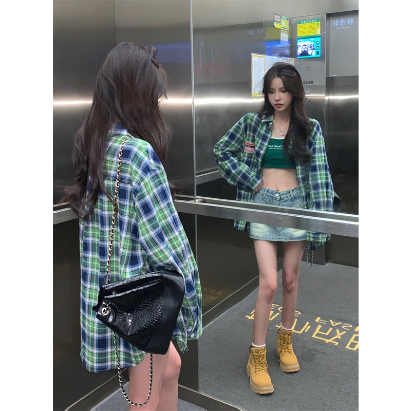 【ZHELIHANGFEI】Áo Sơ Mi Tay Dài Form Rộng Họa Tiết Sọc Theo Phong Cách Preppy Dễ Phối Đồ