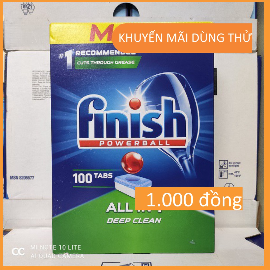 [khuyến mại dụng thử ] 2 Viên rửa bát Finish All in 1