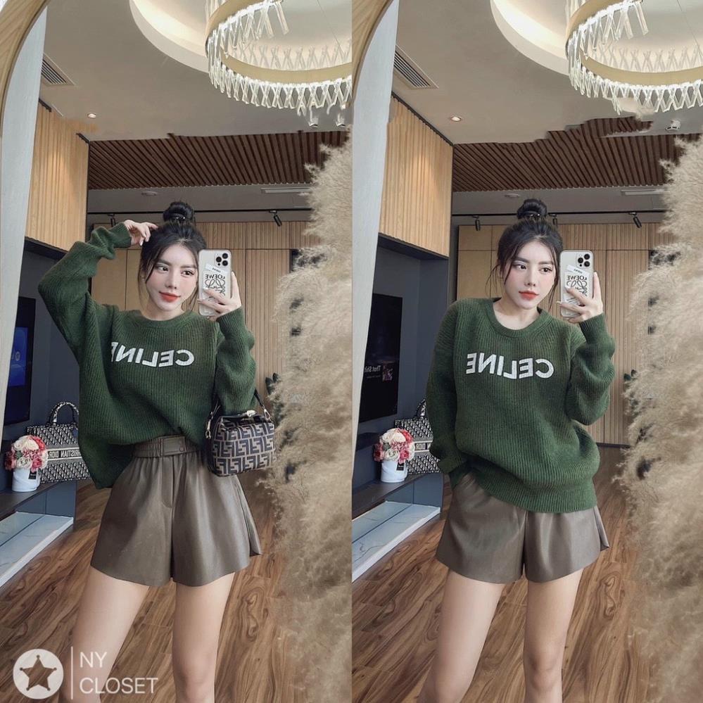 Áo len form rộng, áo len lông nữ cổ tròn len lông phẩy họa tiết in chữ phom to mặc thoải mái mix gì cũng đẹp hàng QCCC | BigBuy360 - bigbuy360.vn