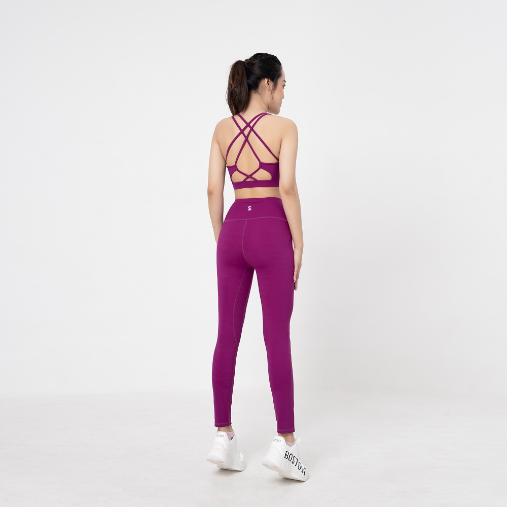 Bộ quần áo tập yoga gym aerobic nữ BAS bra 3 lớp chắc chắn phối legging cạp cao - S210513