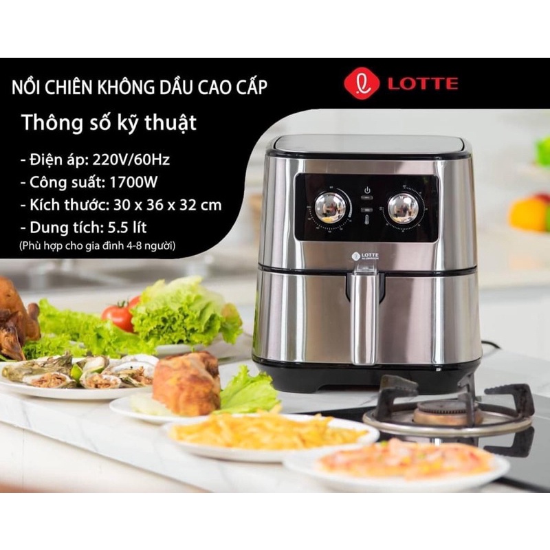 Có săn NỒI CHIÊN KHÔNG DẦU LOTTE,Nồi chiên Lotte 5,5l chính hãng