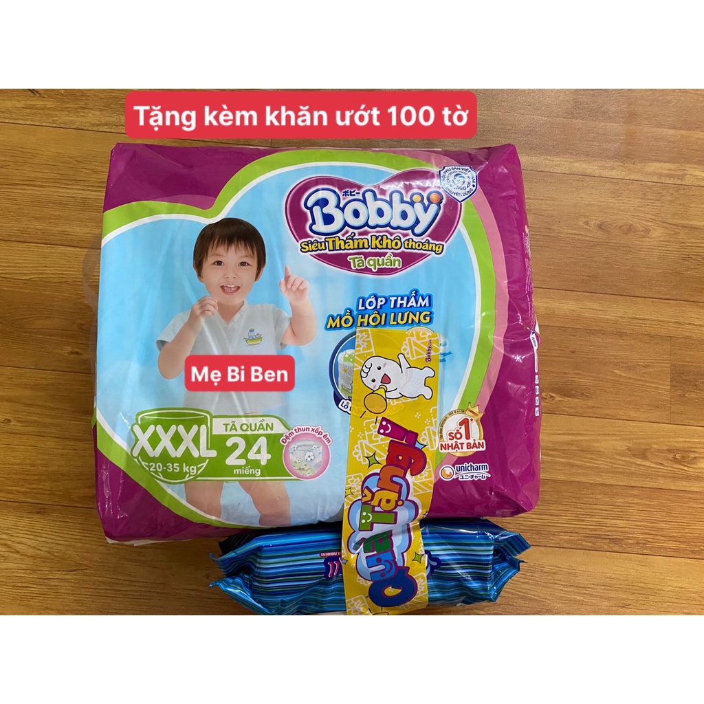 [Mẫu mới TẶNG KÈM 6 MiẾNG] Tã quần Bobby Size XXXL24 dành cho bé 20-35kg