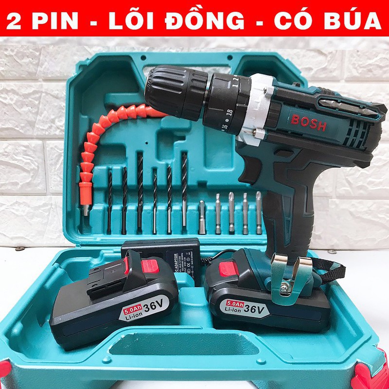 Máy Khoan Pin BOSH 36V - Lõi Đồng Có Búa - Ba Chức Năng Khoan tường, kim loại, gỗ, Bắt Vít - 4052_28183610