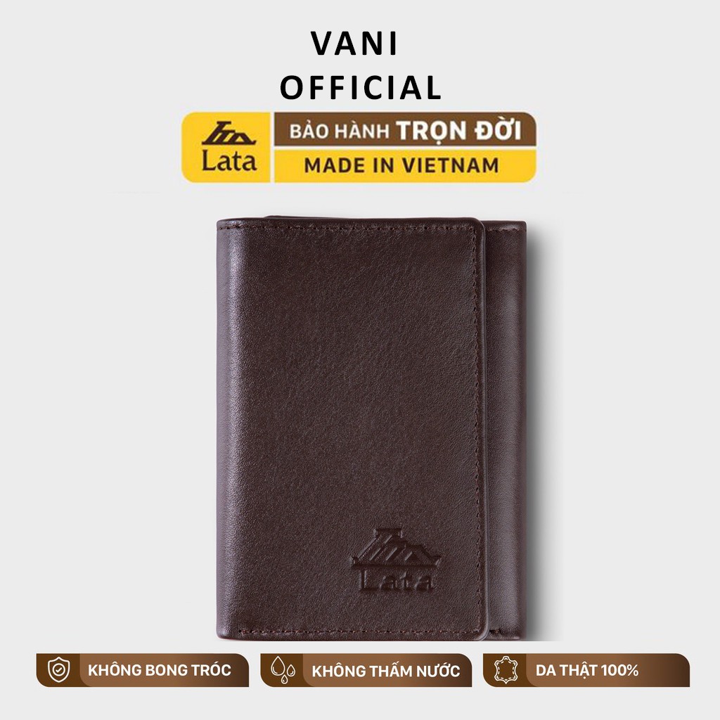 Ví nam đứng cao cấp LATA LVN62 da bò thật mỏng nhẹ đựng vừa 8 thẻ namecard, tiền và giấy tờ tùy thân