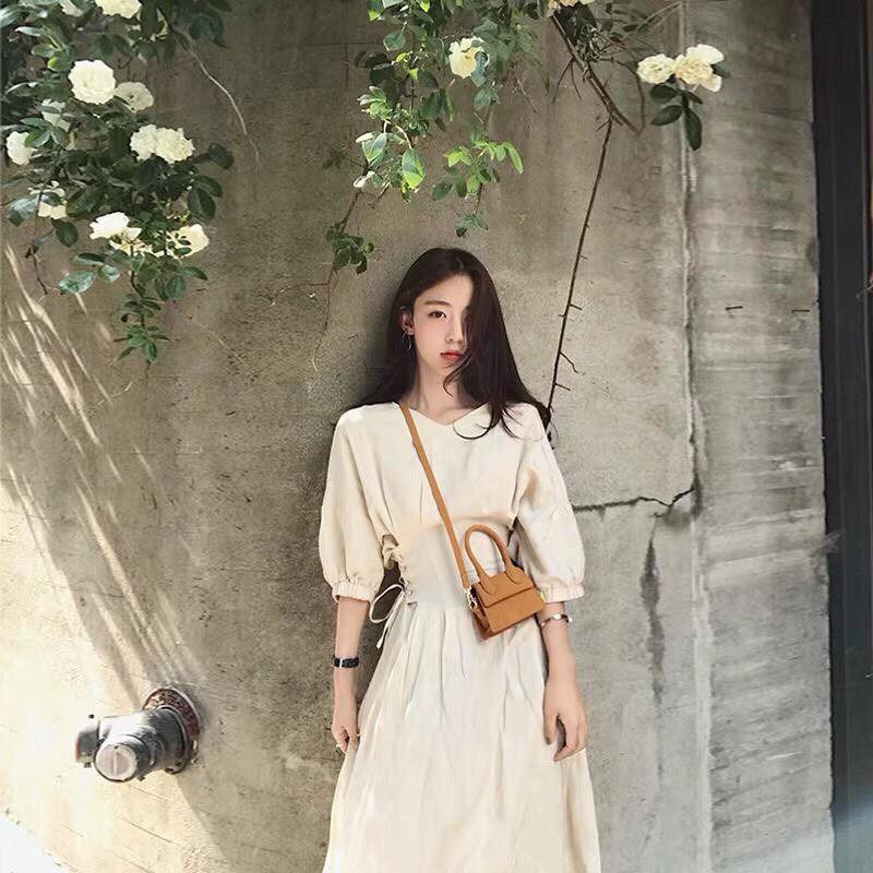 ĐẦM NUDE ĐAN DÂY EO VINTAGE