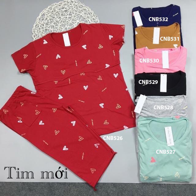 [XẢ HẢNG] Bộ Đồ Sau Sinh, Bộ Bầu Lửng PINK Tim Lật Ti, Chất Siêu Đẹp, Size Rộng, Cao Cấp