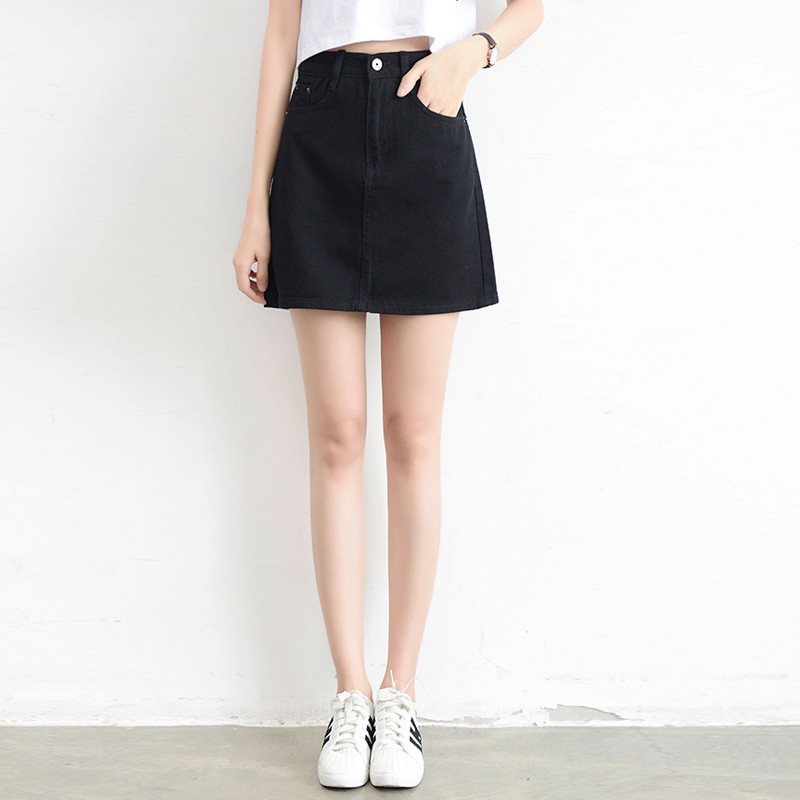 Chân Váy Denim Chữ A Lưng Cao Phong Cách Hàn Quốc | BigBuy360 - bigbuy360.vn