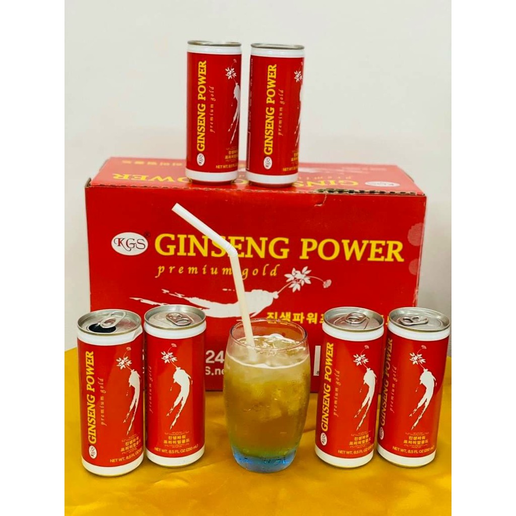 [Thùng 24lon] NƯỚC TĂNG LỰC HỒNG SÂM GINSENG POWER PREMIUM GOLD - Gỉai khát, tỉnh táo tăng cường sức khỏe 250ml x 24 lon