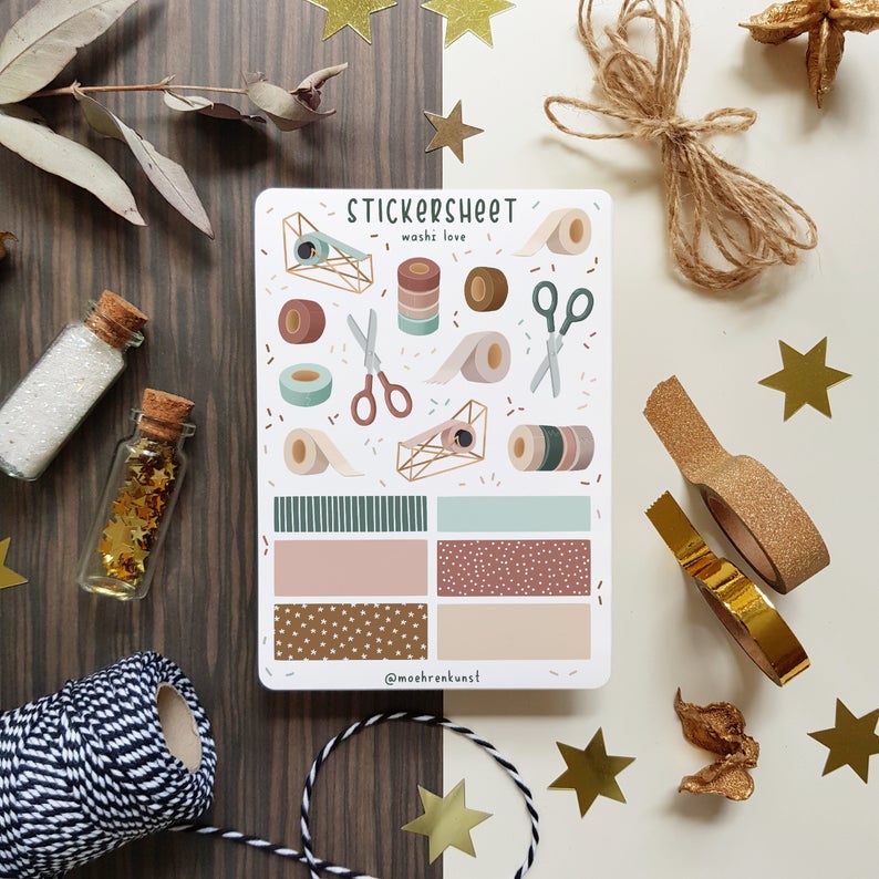 Sticker Sheet - Washi Love - Chuyên dán sổ | Bullet Journal Stickers, Journal Stickers, Washi Tape, 