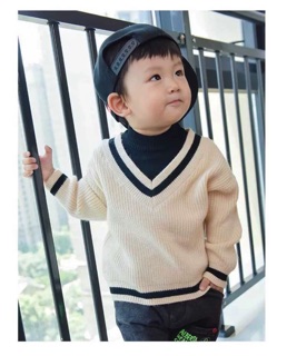 Áo len cổ tim cho bé trai- bé gái