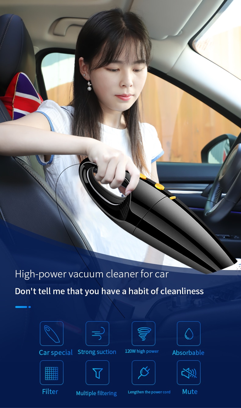 Coletor de poeira do carro mão 120w 9000pa portátil aspirador de pó seco molhado dupla finalidade ferramentas limpeza interior do carro su | BigBuy360 - bigbuy360.vn