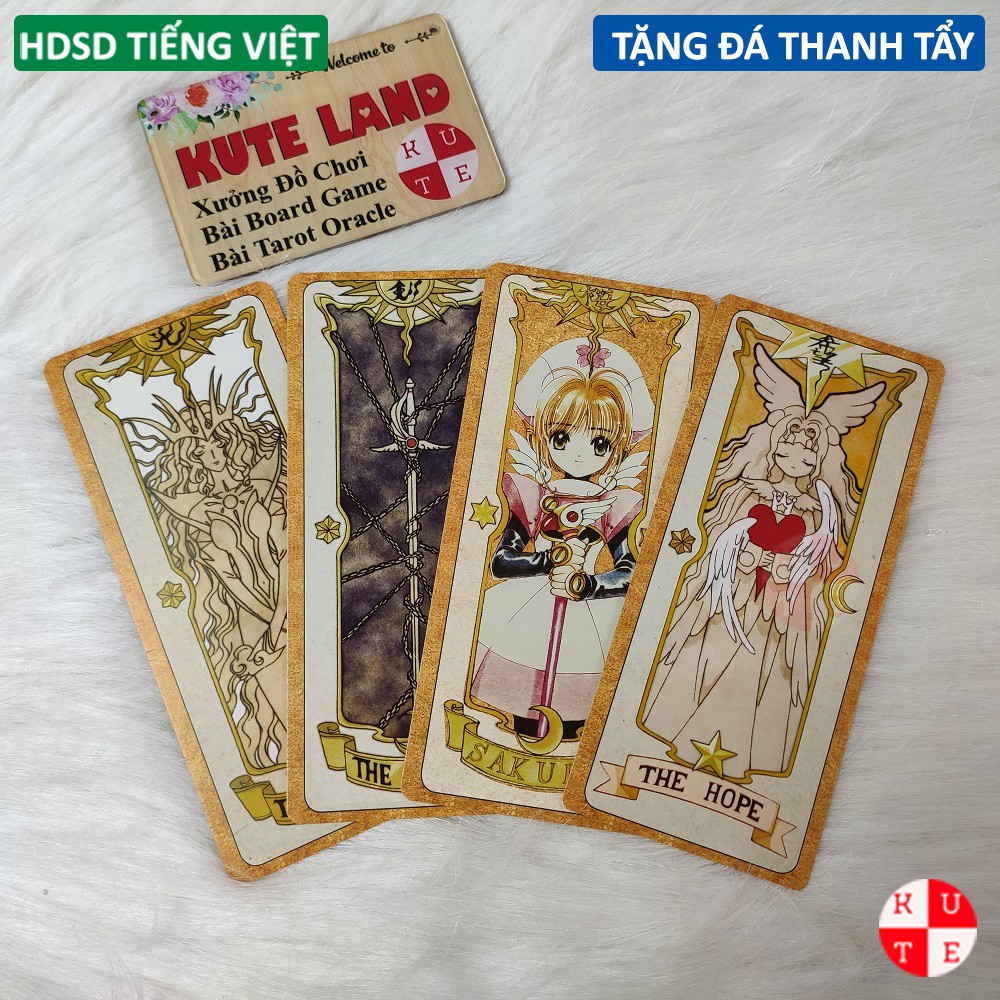 Bài Tarot Clow Sakura CardRaptor Phiên Bản Màu Nâu 56 Lá Bài Tặng Đá Thanh Tẩy Và Hướng Dẫn Tiếng Việt