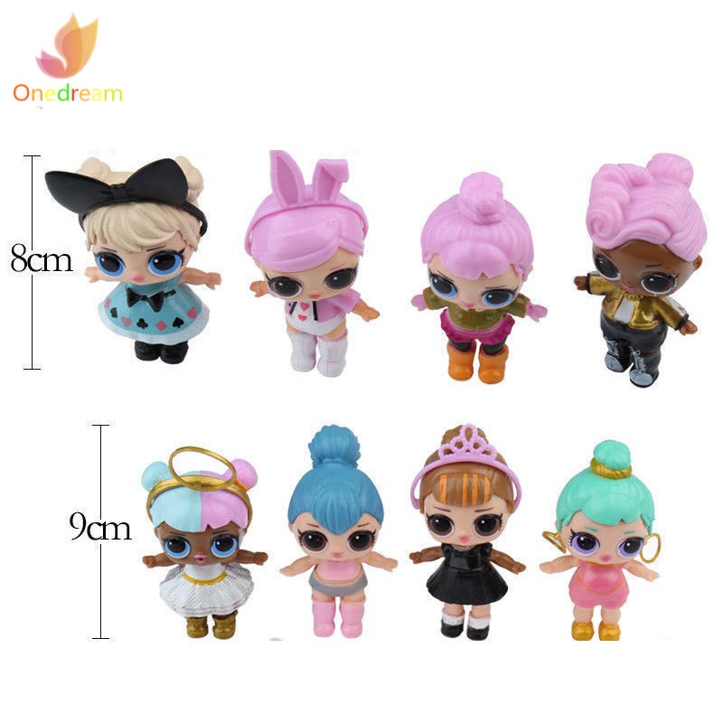 Set 8 búp bê đồ chơi LOL nhựa nhiều màu sắc dành cho trẻ em