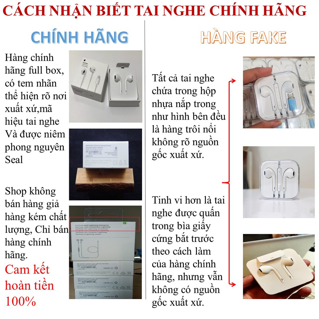 [Chính Hãng] Tai nghe iphone Lightning Chính Hãng Dùng Cho Iphone 7/7plus/8/8plus/X /XSmax bảo hành Chính Hãng