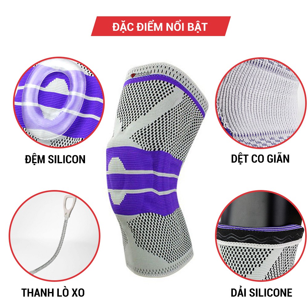 Băng bảo vệ đầu gối, bó gối thể thao silicon GoodFit GF513K _LEMA SPORT