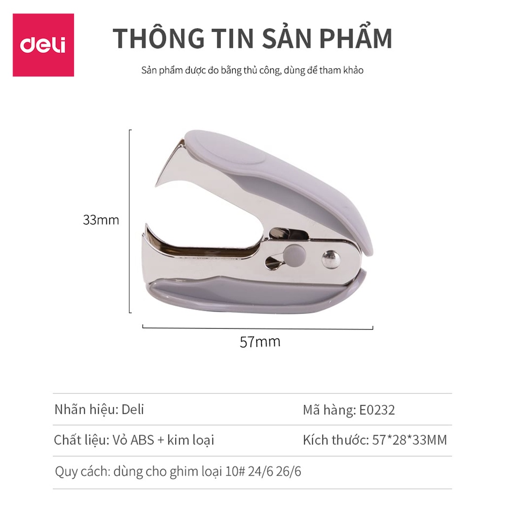 Nhổ ghim , Gỡ ghim giấy Deli 24/6 26/6, Đen, xanh, xám - 1 cái E0232