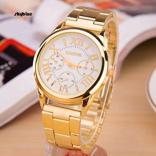 Đồng hồ Geneva số la mã mạ vàng sang trọng cho nữ