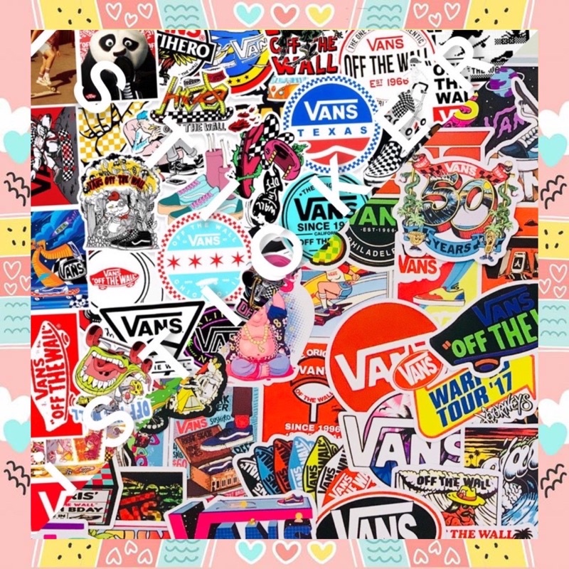 Sticker tem Vans màu mẫu HOT hình dán cute trang trí nón - mũ bảo hiểm, điện thoại, laptop, ván trượt, xe..