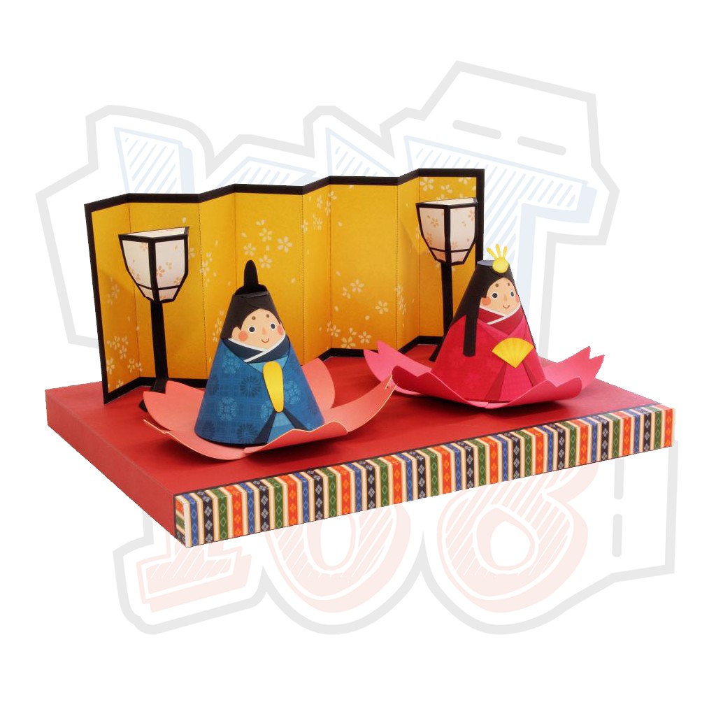 Mô hình giấy Búp bê Nhật Bản cute Miniature Hinakazari (Doll Decoration) Set