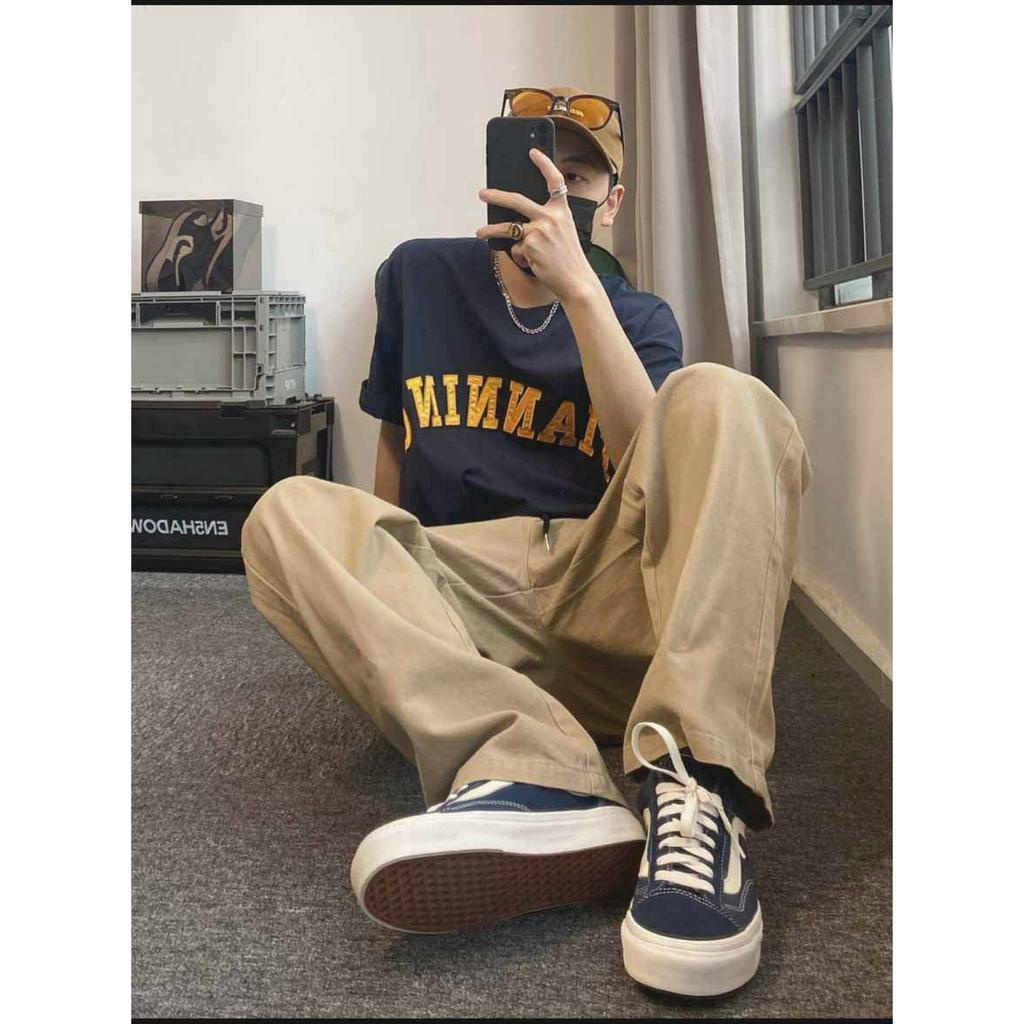 Quần baggy ống rộng suông Nam Nữ chất liệu kaki mềm mịn có size lớn ba màu