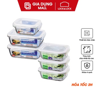 Bộ 6 hộp thuỷ tinh Lock&Lock đựng thực phẩm chịu nhiệt LLG426S6 - Hàng Chính Hãng