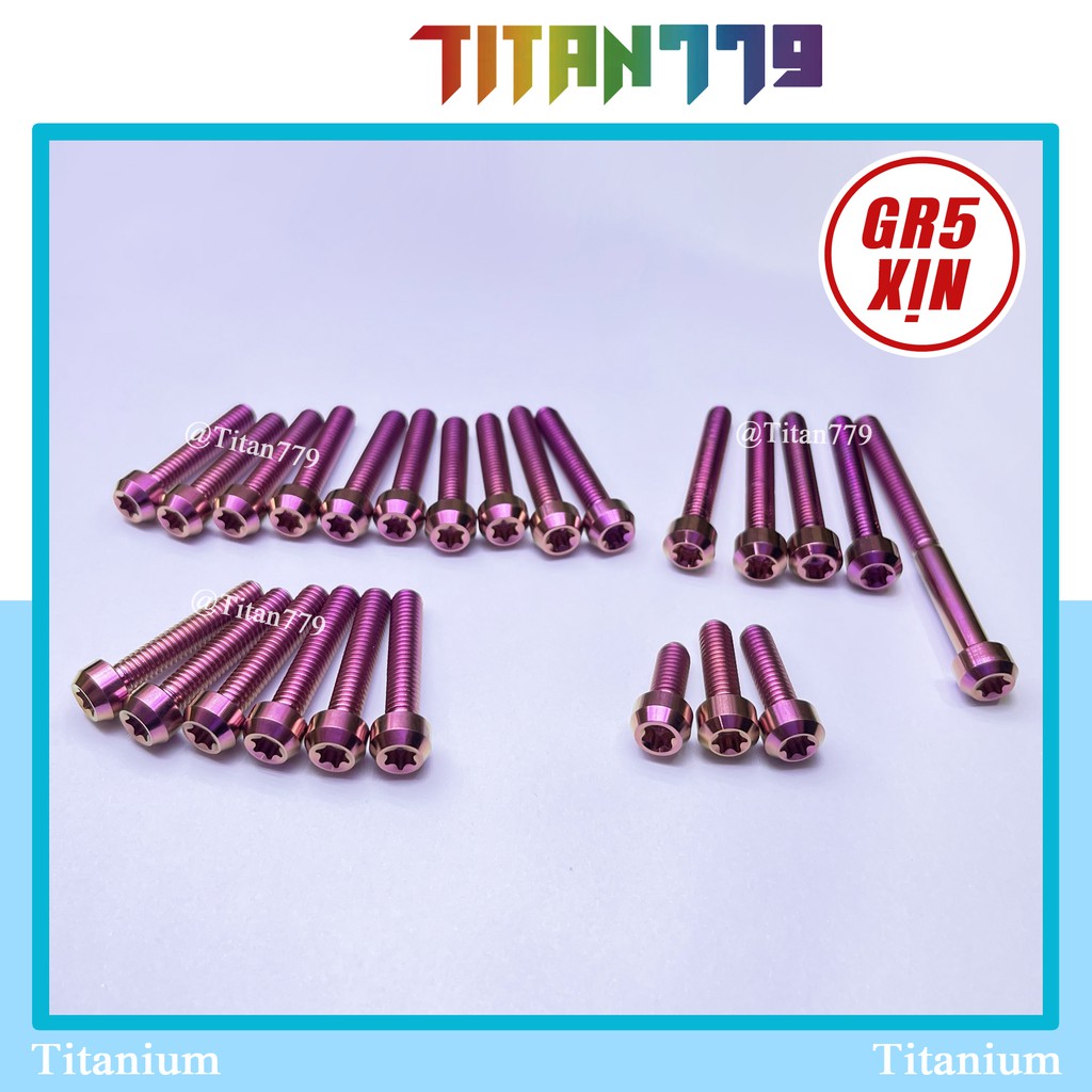 (24) Ốc Titan Gr5 XỊN 6ly50 6li50 6li5 đầu trụ, đầu SALAYA gắn lốc máy, gù tay lái, cùm tay Exiter Winner Satria Wave