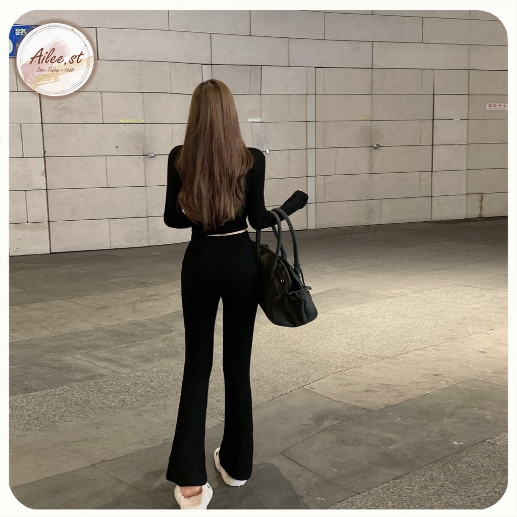 QNU 004A3 Quần Za.ra Tăm Ông Loe Nữ Legging Màu Đen Lưng Cao Co Dãn Bốn Chiều Siêu Hách Dáng Thời Trang Nữ Ailee