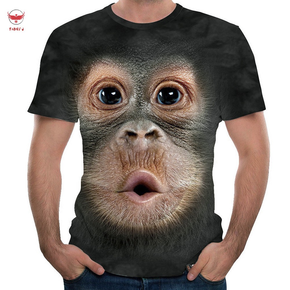 áo nam Tay Ngắn Cổ Tròn In Hình Khỉ Gorilla 3d