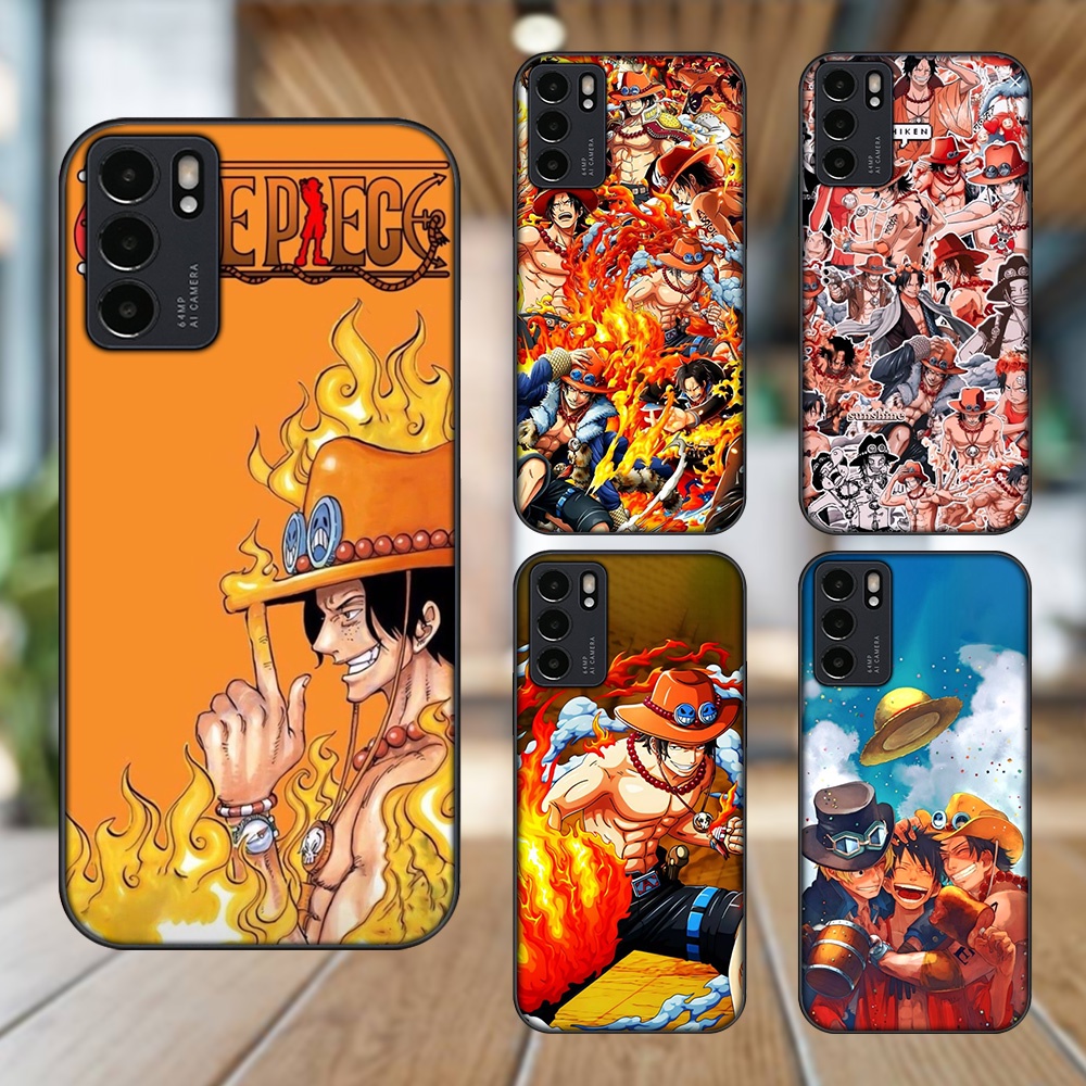 Ốp lưng Oppo Reno 6 5G viền đen in hình Ace One Piece