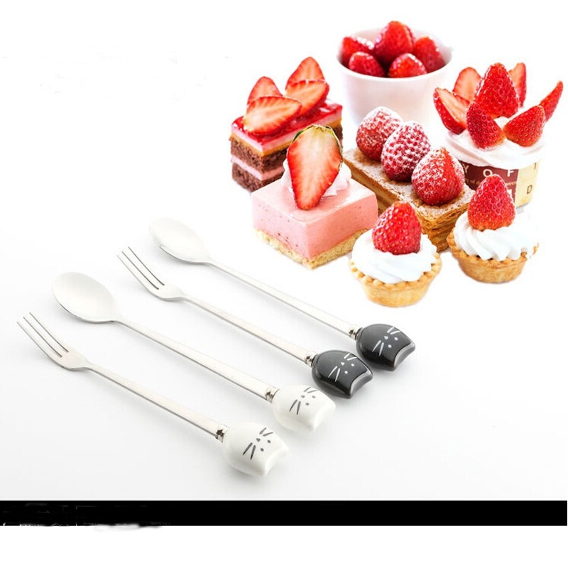 1pc Cat Claw Stainless Steel Fruit Forks And Spoon