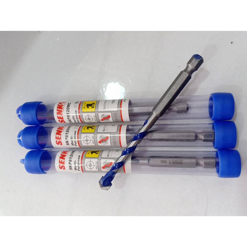 Mũi khoan đa năng chuôi lục giác 6 All in 1 - khoan sắt, gỗ, inox, kính, be tông, gạch men 6 /8/10/12mm SENKA