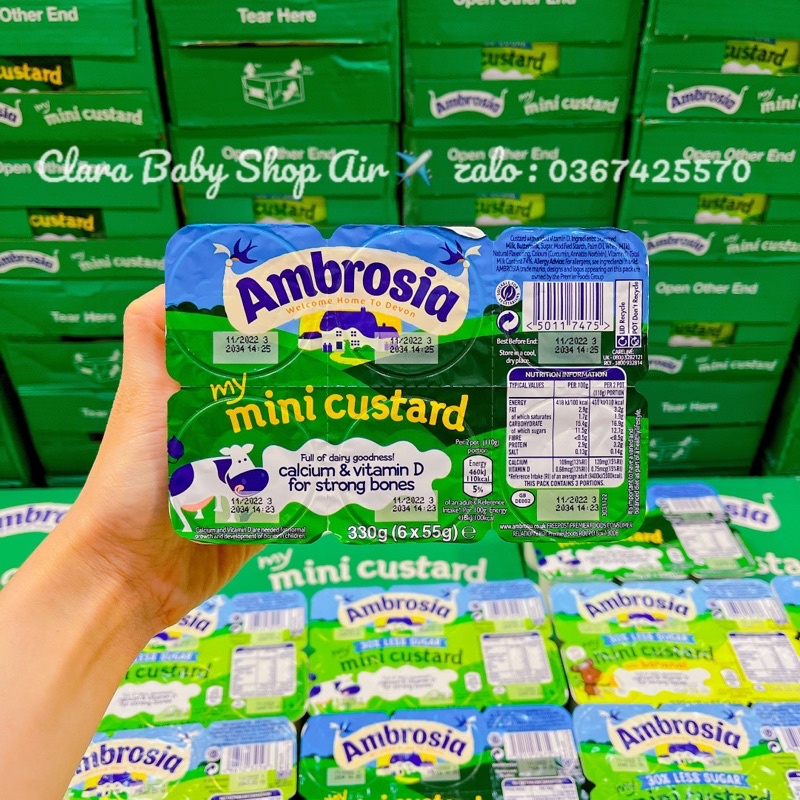(✈️ date 2024) Váng sữa Ambrosia UK cho bé 6 tháng lốc 6hx55g