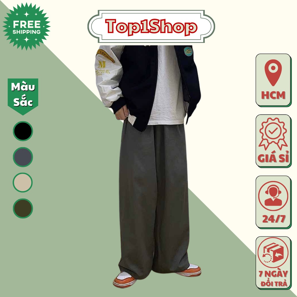 Quần Kaki Nam Baggy Ống Rộng Dáng Suông Basic Unisex