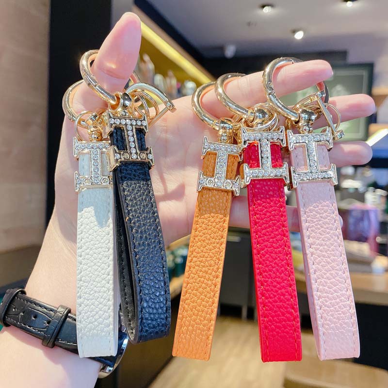 Móc Khóa Da PU Đính Kim Cương Xinh Xắn