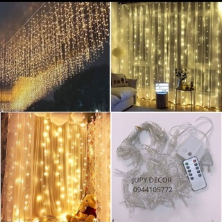 [có REMOTE] Đèn rèm mưa thả rũ nhiều sợi, đèn dạng mành rèm siêu lung linh