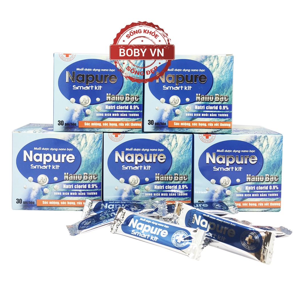 Gói muối biển xúc miệng nano bạc Napure - 30 gói - Chính hãng