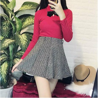 Áo len cổ nơ tay dài