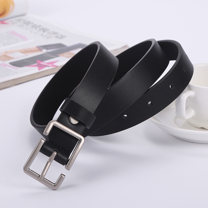 Thắt lưng da nam nữ bản nhỏ BBelt Kuu Clothes mặt chữ nhật da PU phong cách Hàn Quốc - Thắt Lưng Bbelt