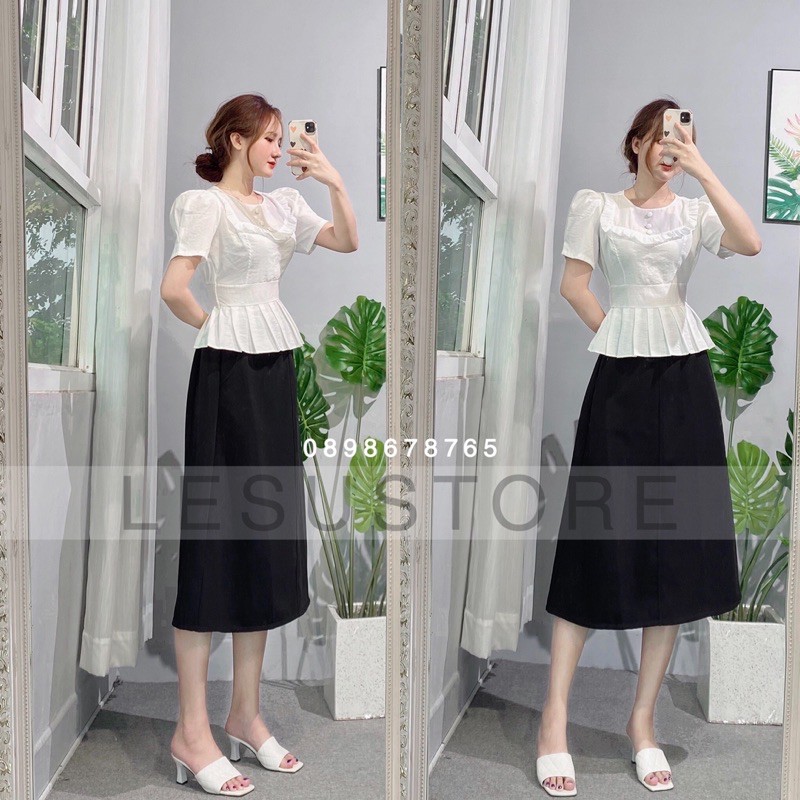 ẢNH TỰ CHỤP Áo peplum phối cổ