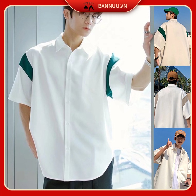 Áo Sơ Mi Tay Ngắn Dáng Rộng áo sơ mi flannel Họa Tiết Kẻ Sọc áo sơ mi trắng Thời Trang áo sơ mi nam Hàn Quốc Mới áo sơ mi nữ form rộng