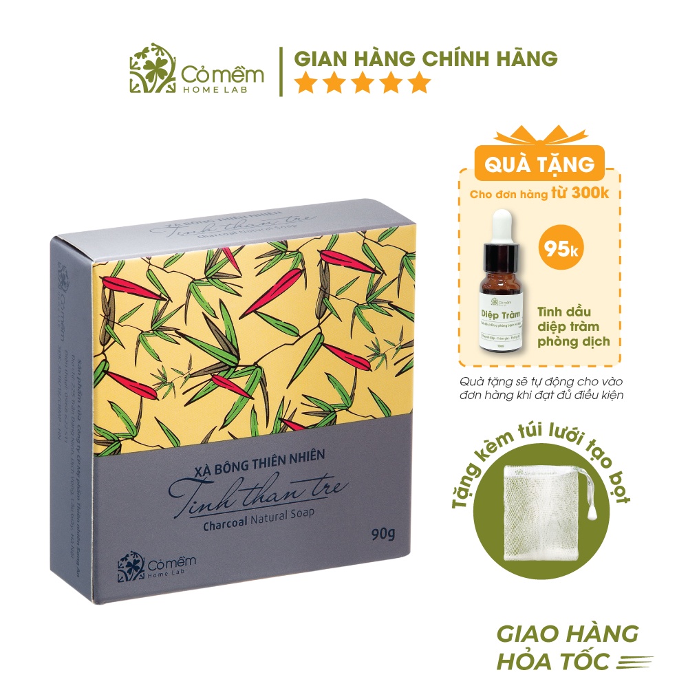 [Mã FMCGMALL -8% đơn 250K] Xà Bông Thiên Nhiên Than Tre Thải Độc Da Cỏ Mềm 90g