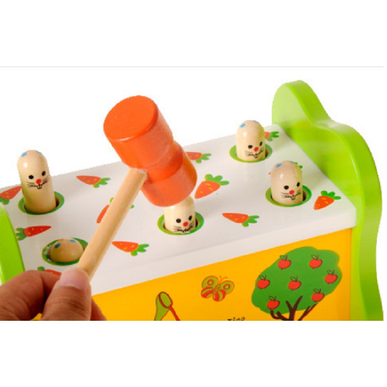 Đồ chơi bộ đập chuột gỗ 6 con hình thỏ đáng yêu vui nhộn cho bé